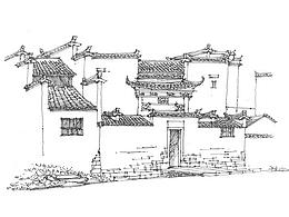徽派建筑|宏村写生系列步骤临摹图一行手绘昆明培训