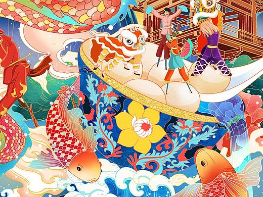 元宵节包装插画
