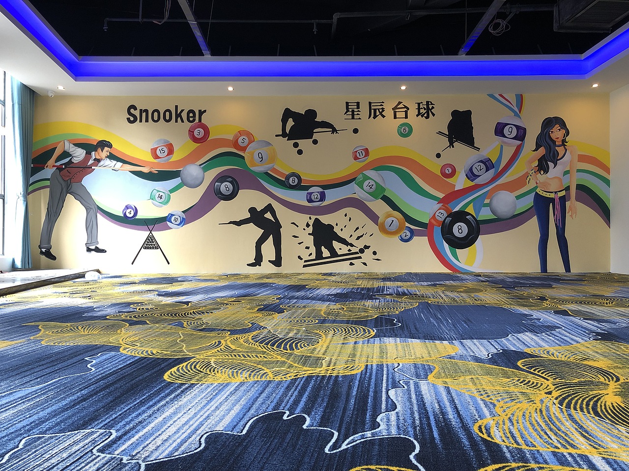 桌球台球室壁画手绘作品