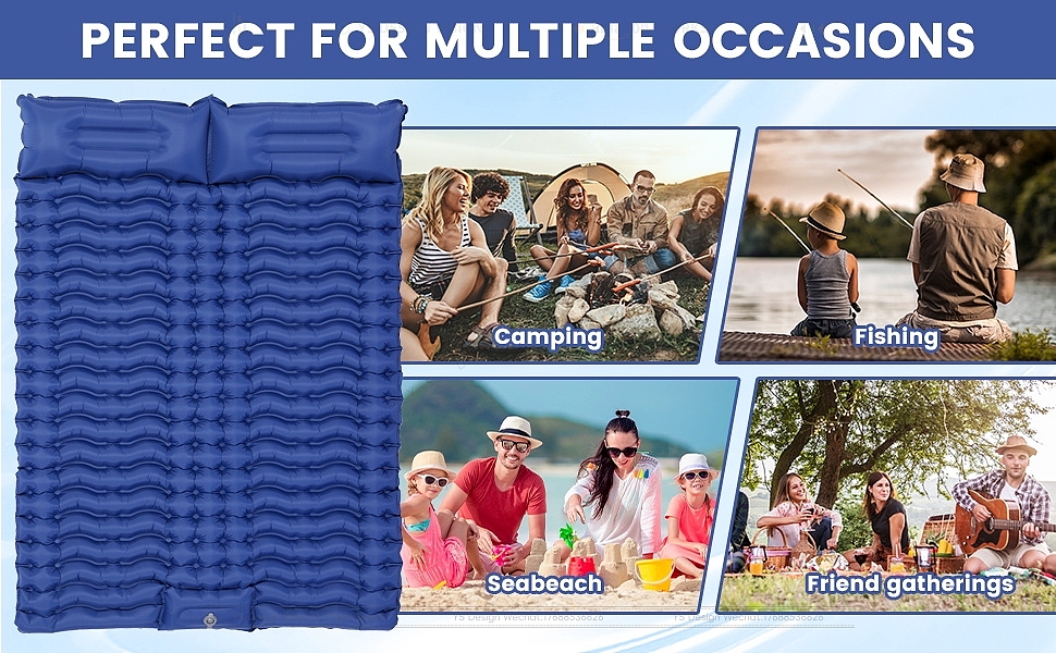 亚马逊蓝色充气床垫主副图A+设计