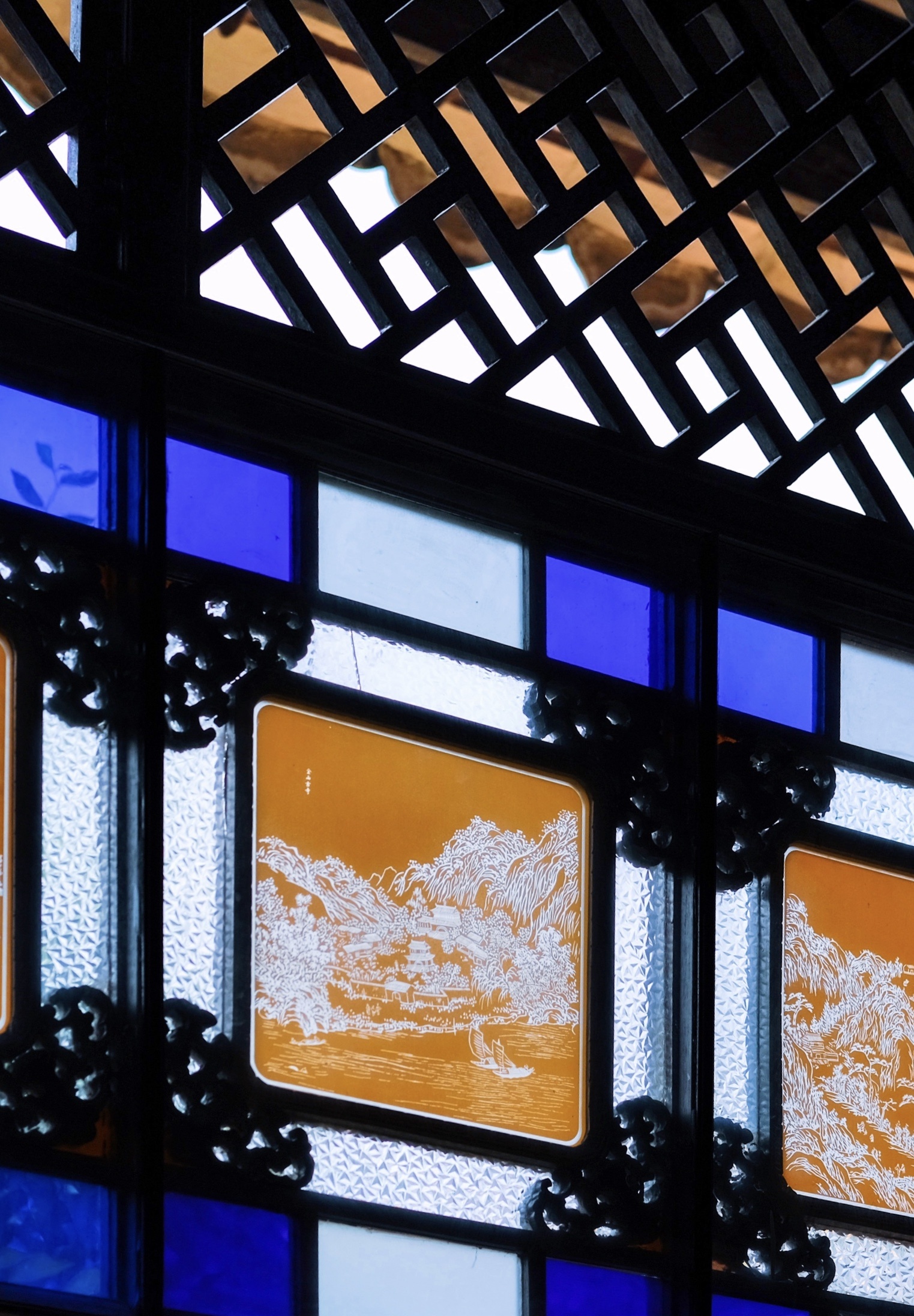 顺德清晖园彩绘玻璃