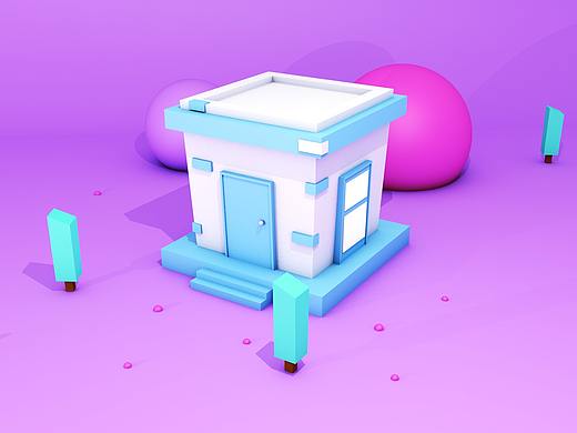 c4d-卡通房子
