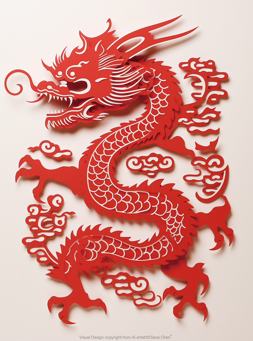 Ai绘画|龙年民俗作品,手工剪纸窗花艺术🐲
