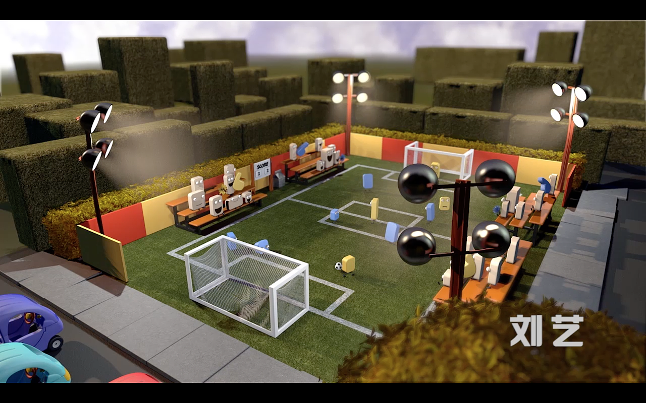 C4D有趣动画广告-《火星吃货足球赛》-部分临摹加原创