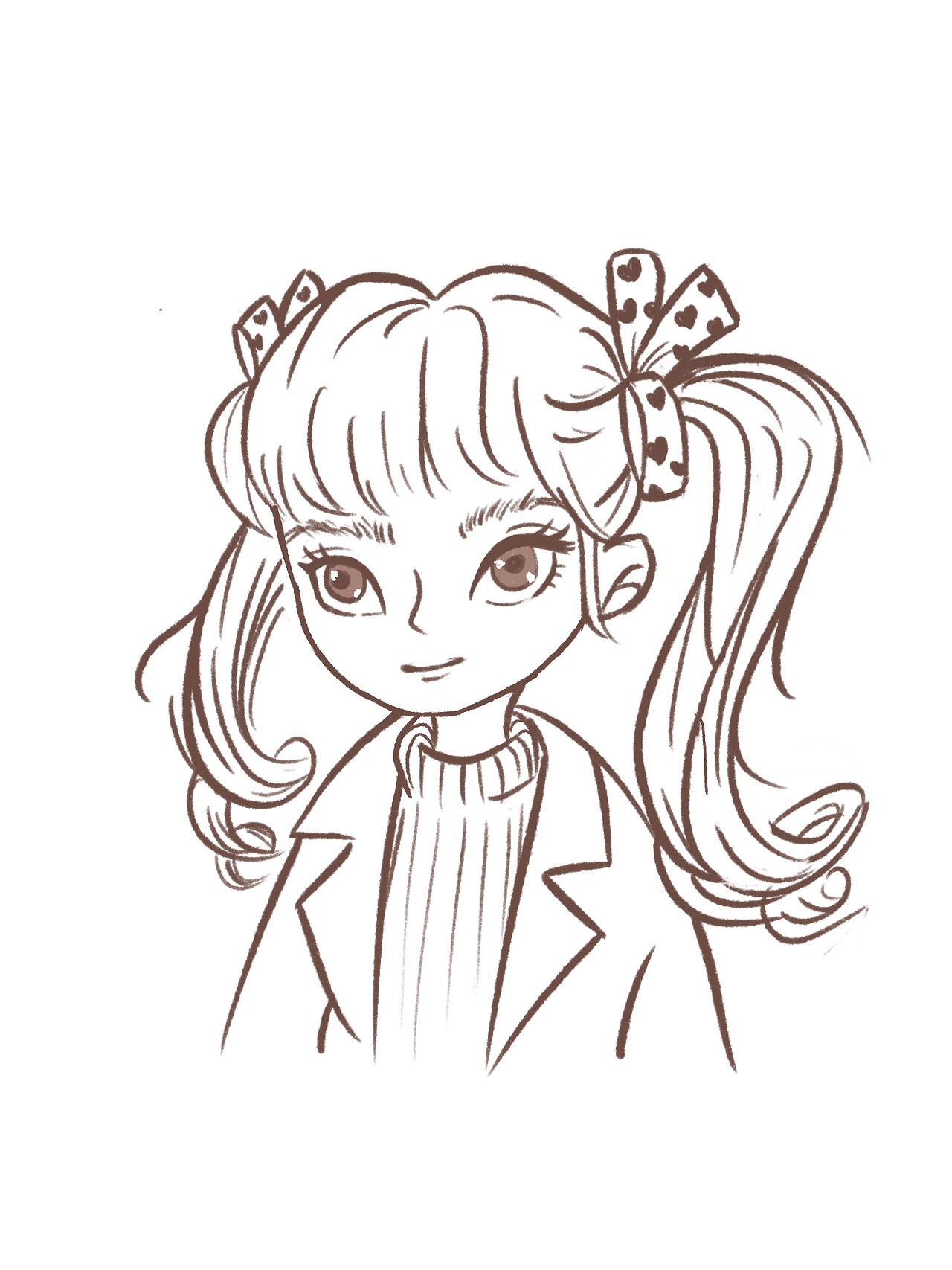 ipad手绘头像双马尾女孩卡通头像