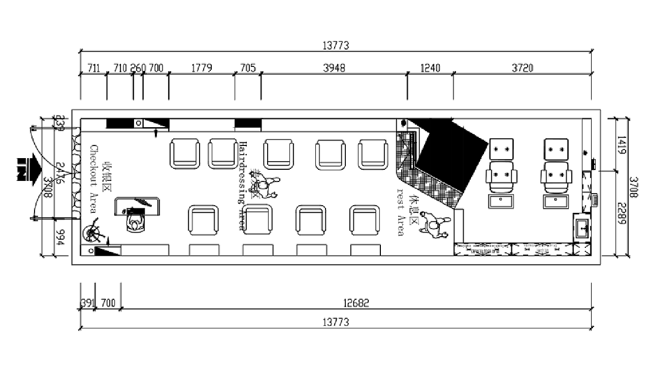 巴艺美发沙龙万达茂四店理发店设计方案