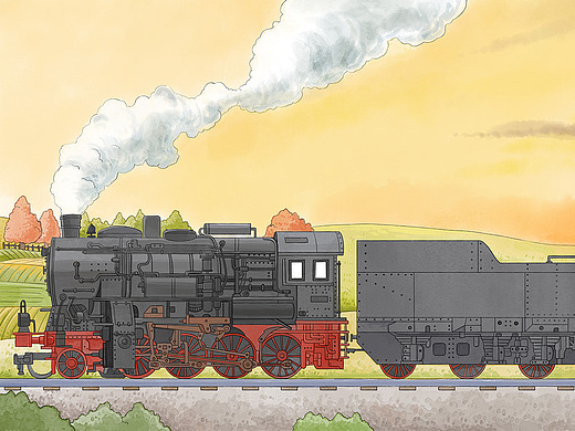 蒸汽火车 儿插插画-儿童插画2年前儿歌插图插画-儿童插画2年前中国风