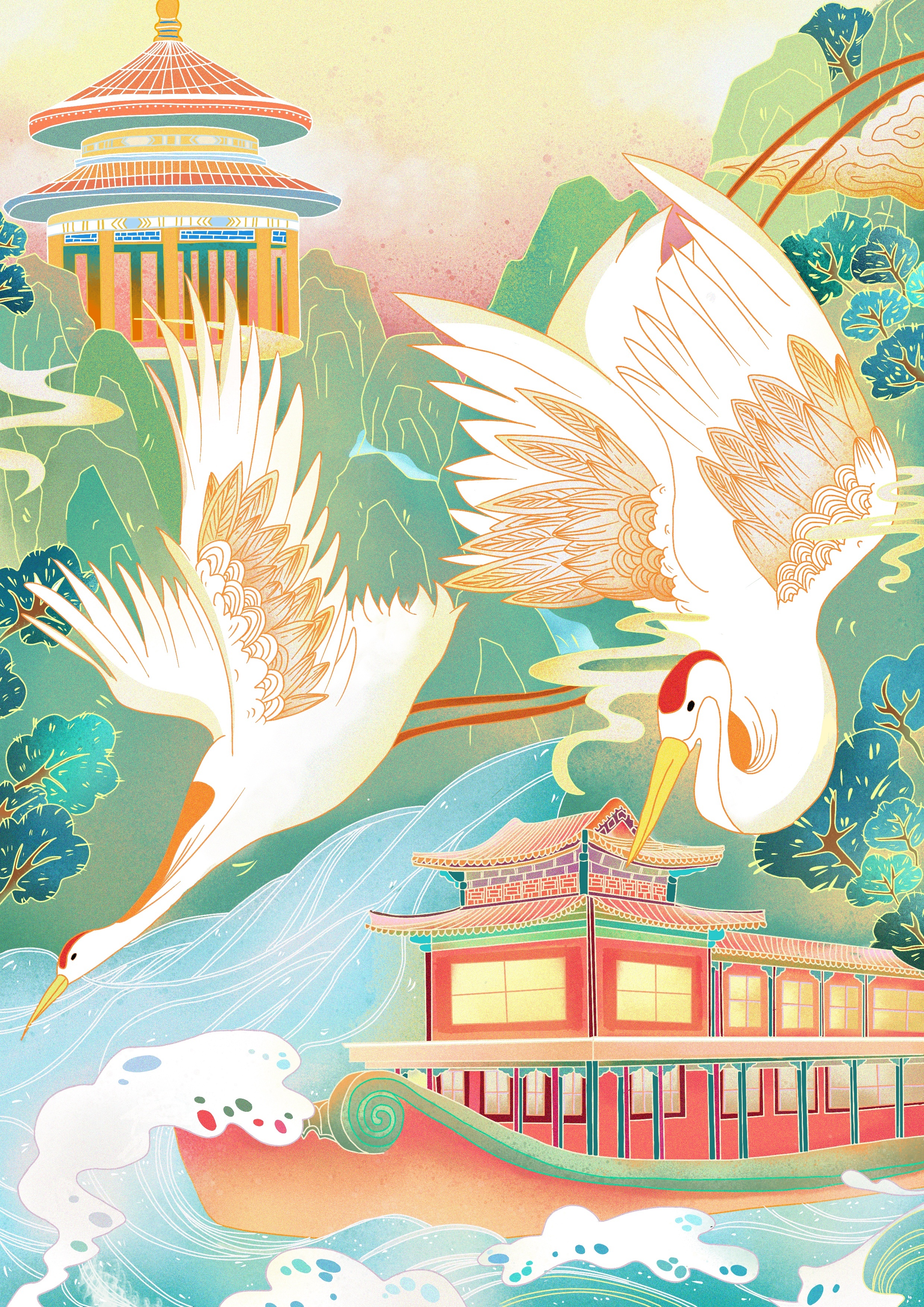 鹤|插画|插画习作|z62175876 - 原创作品 - 站酷 (zcool)