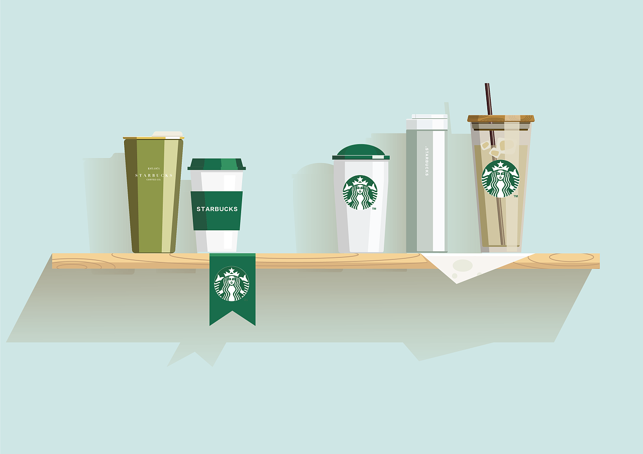 星巴克 扁平插画