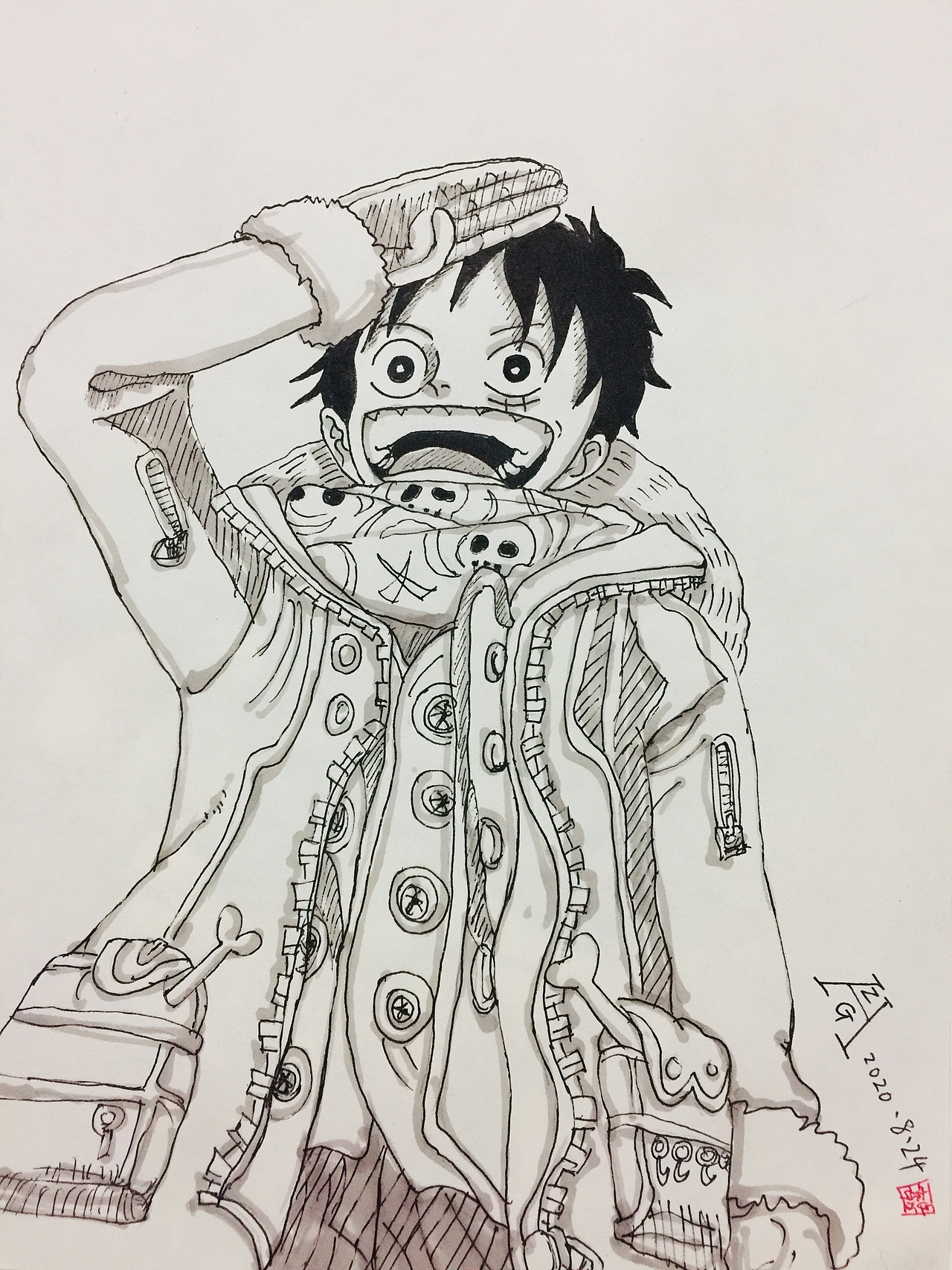 《海賊王八月份手繪臨摹》（图ZMjI0MDMxODg0） - 单幅漫画 - 站酷设计师Jackie祝少原创素材 - 站酷ZCOOL