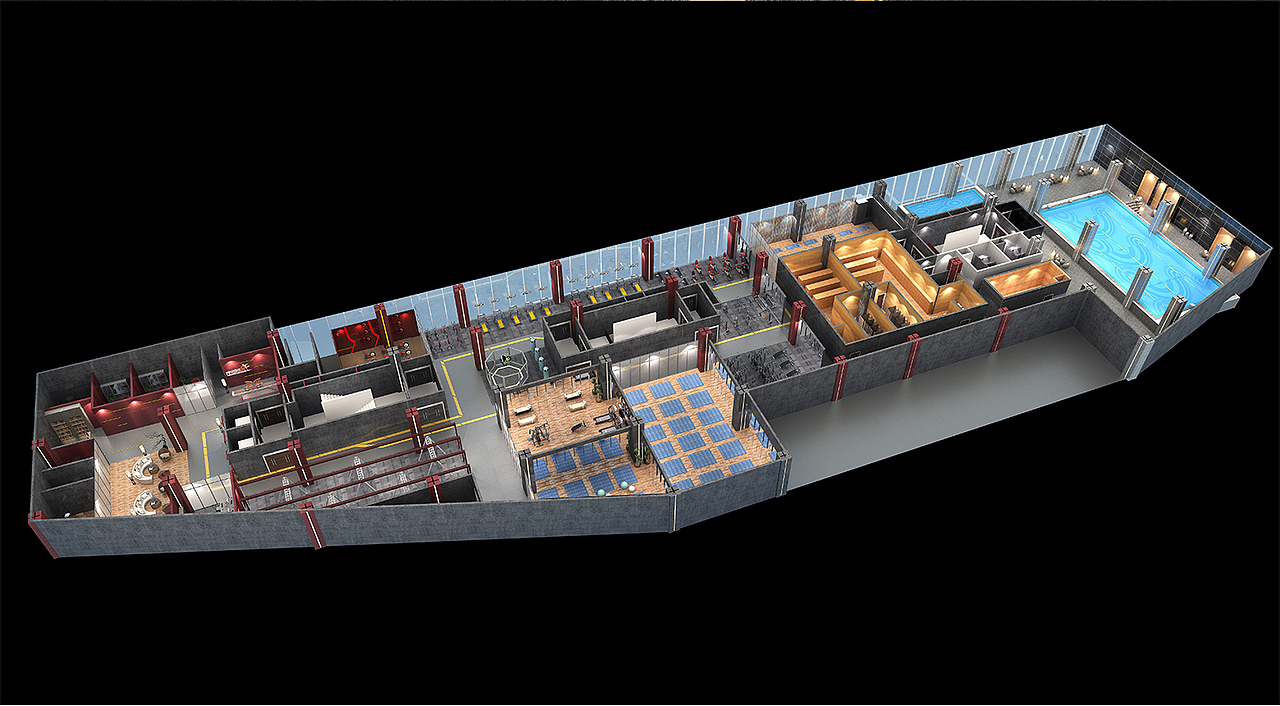 线条主题健身房装修设计