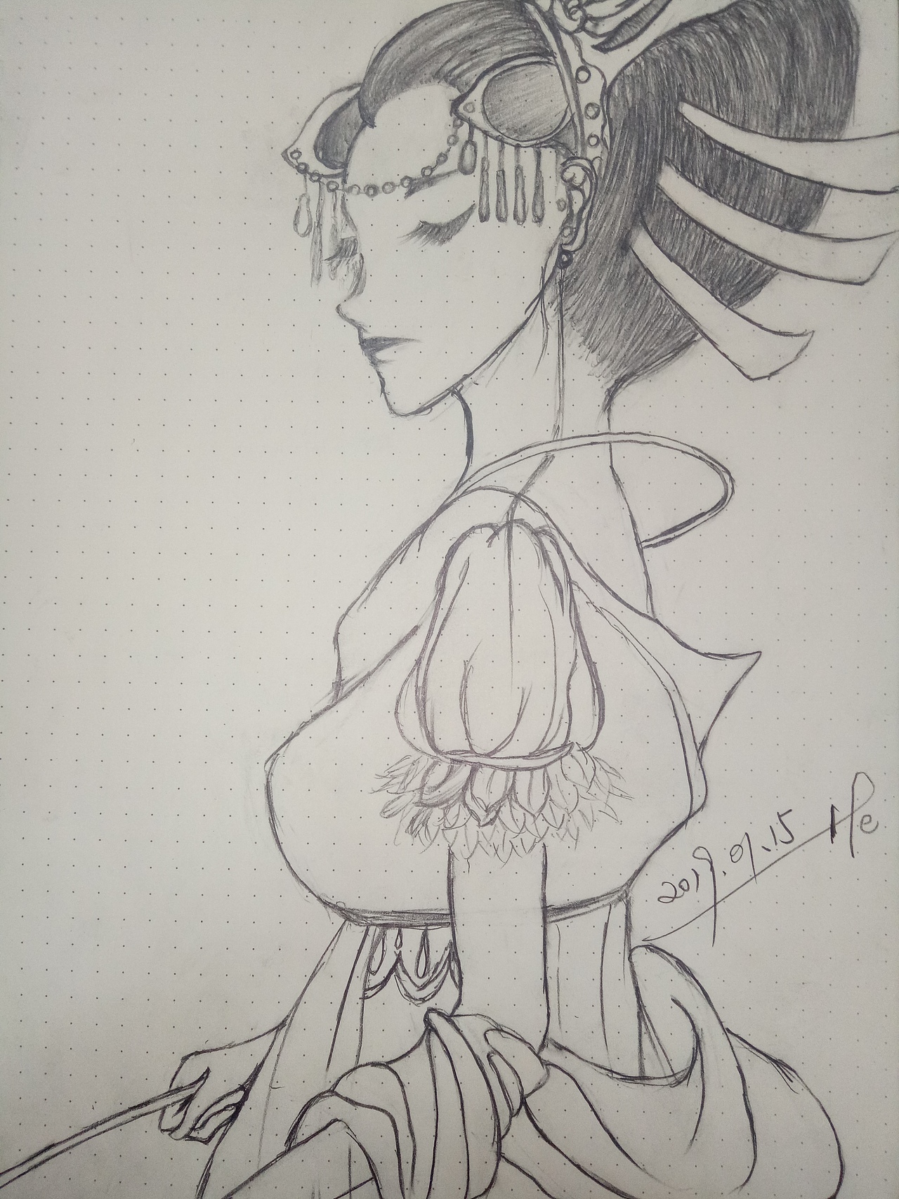 手绘 线稿 焰灵姬