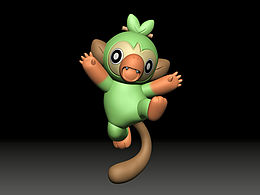 宝可梦 敲音猴手办建模