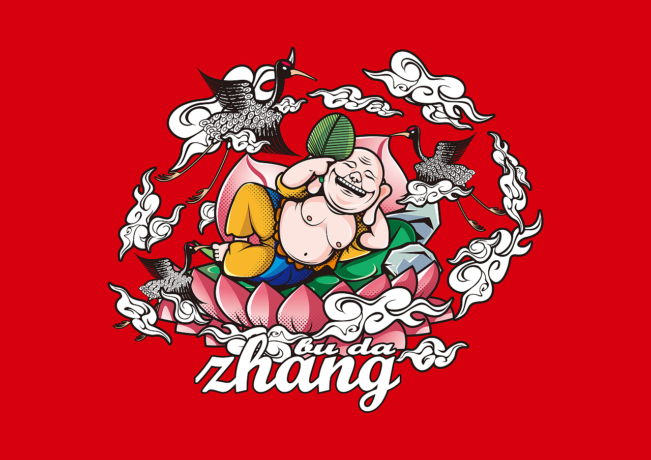 中国风-弥勒佛插画设计