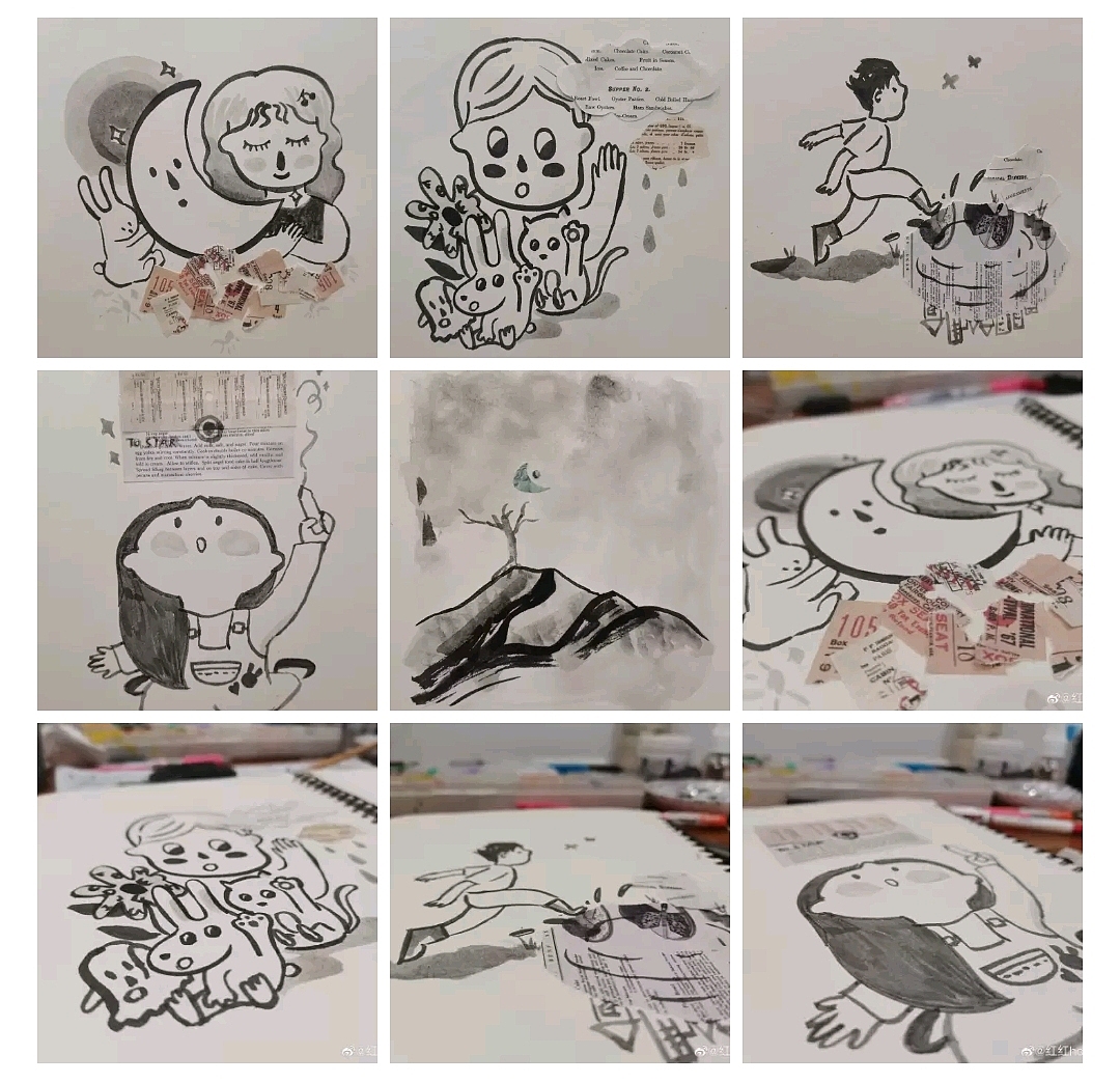 6月30天复古拼贴插画合集