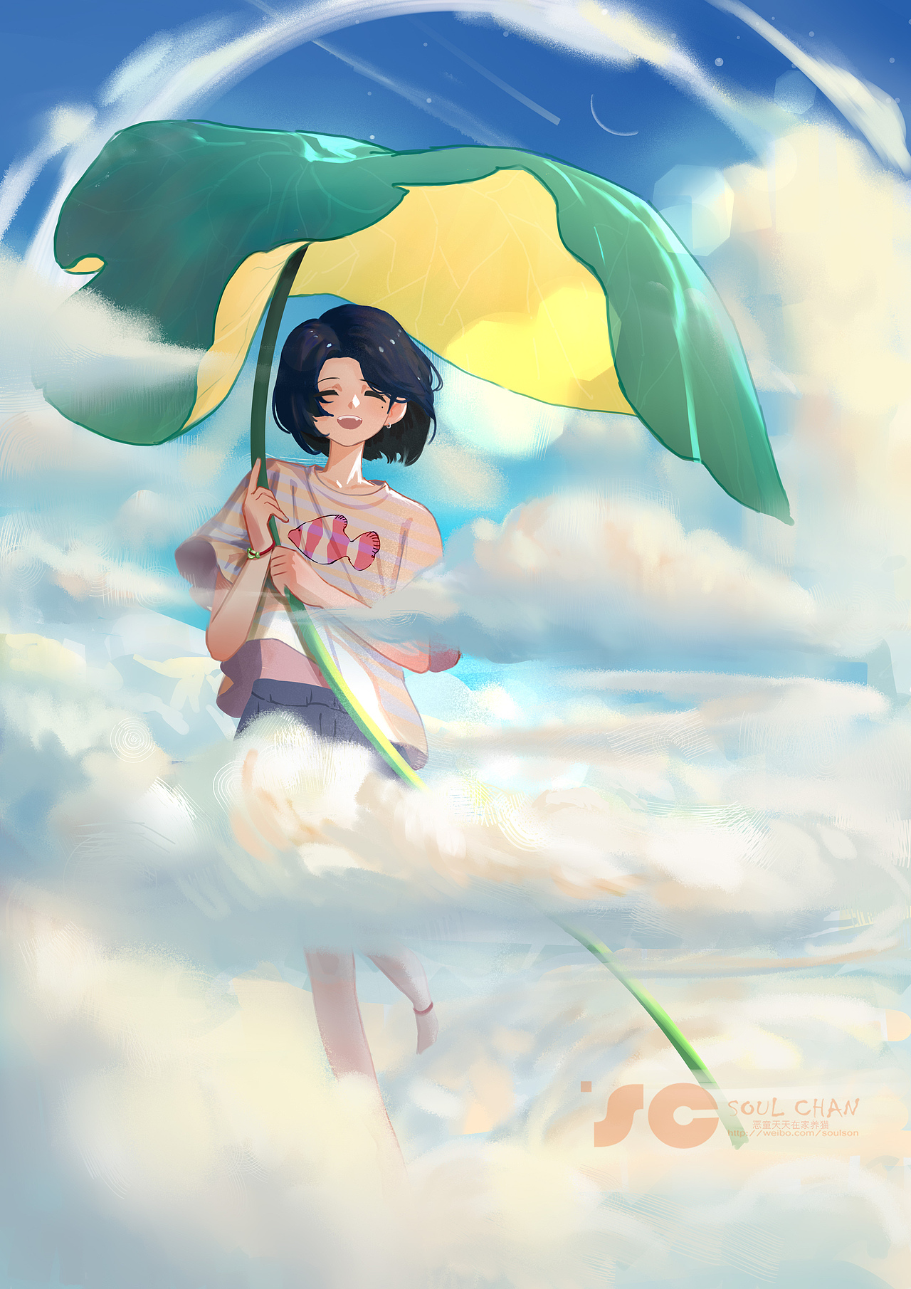 在云中漫游的你（图ZMjQ5NDE5MDI4） - 艺术插画 - 站酷设计师惡童製慥soulchan原创素材 - 站酷ZCOOL