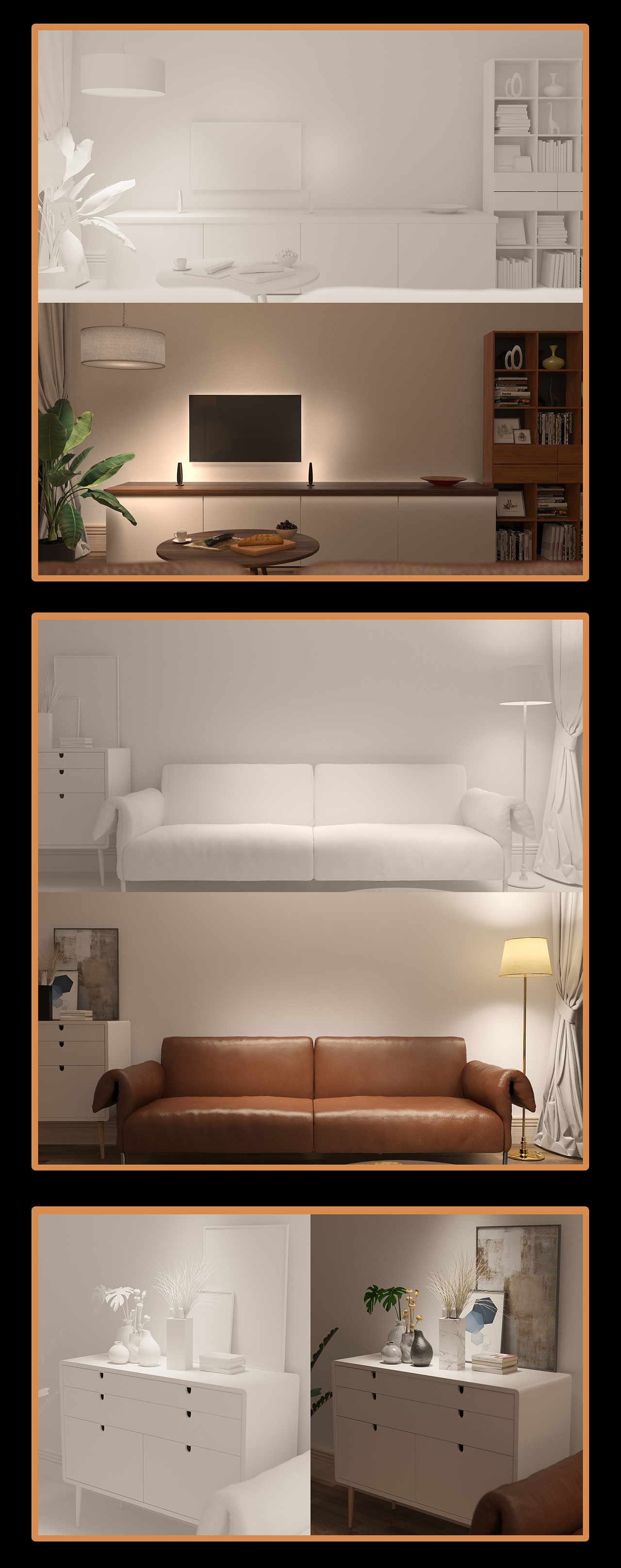 夜晚的室内客厅灯光