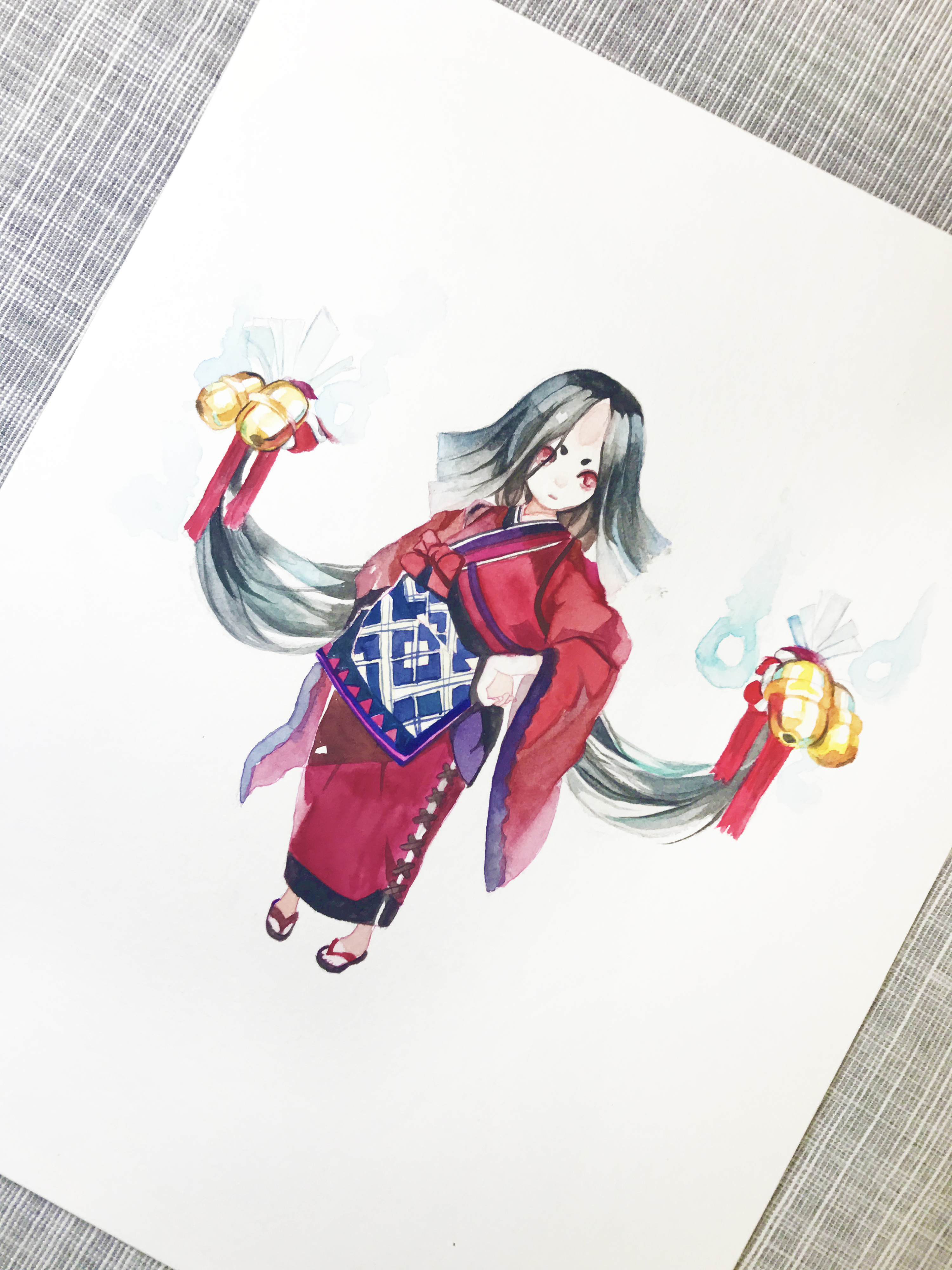 水彩手绘-阴阳师 座敷童子