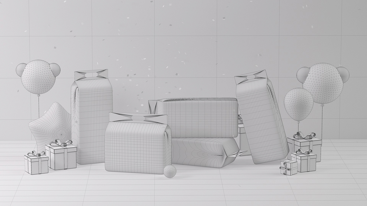 C4D-精典泰迪-纸尿裤包装建模与渲染