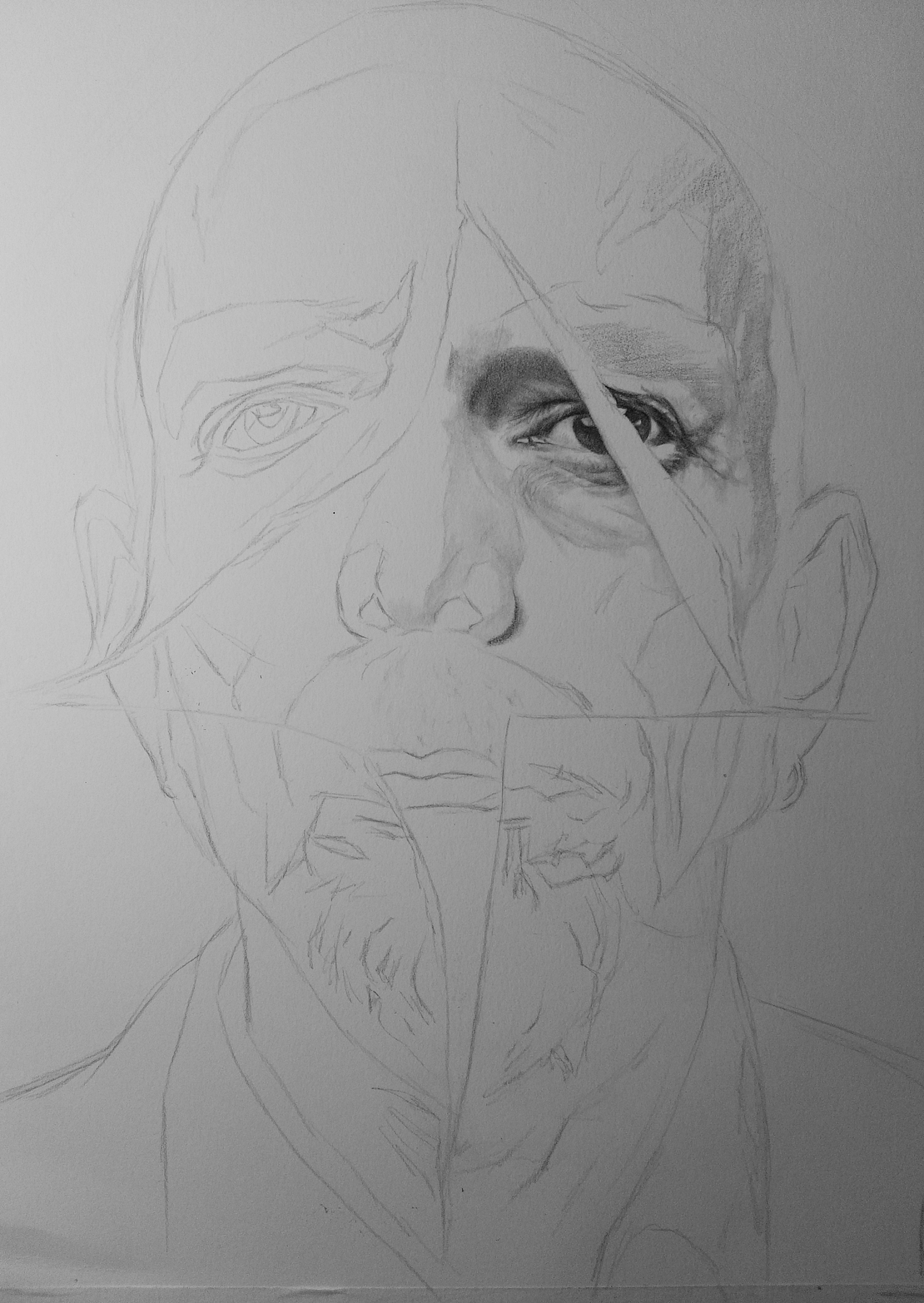 写实素描作品《撕》