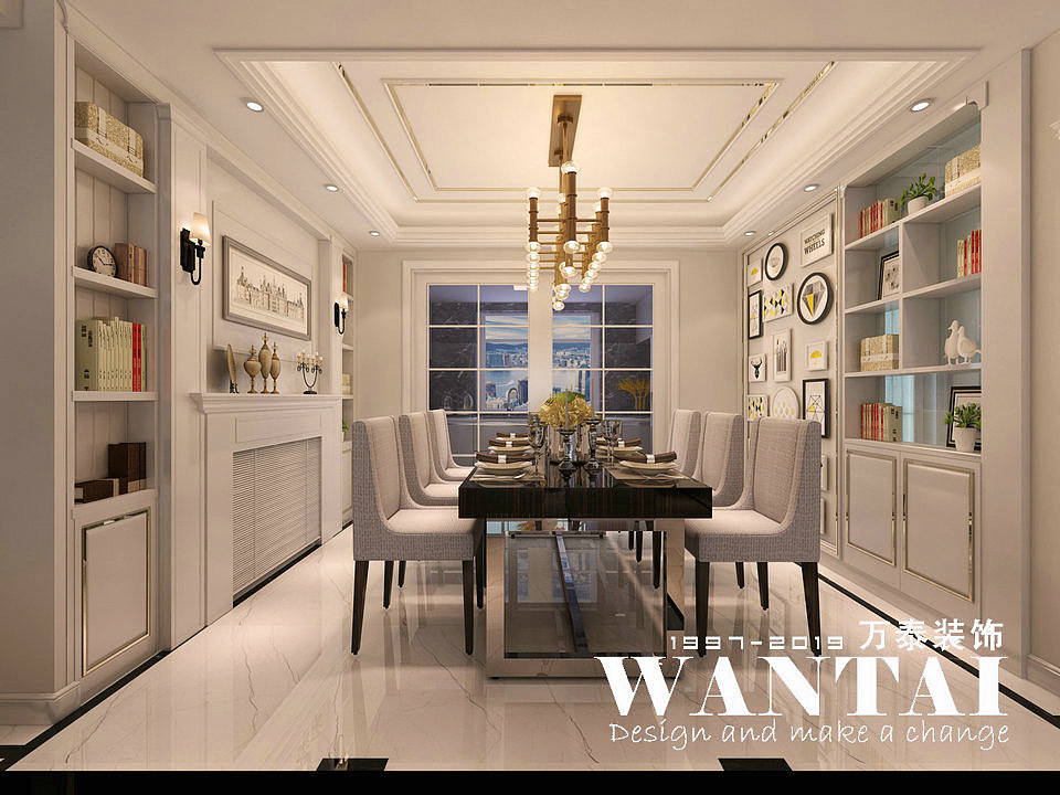 肥城装修公司—阳光国际129㎡美式风格装修效果图