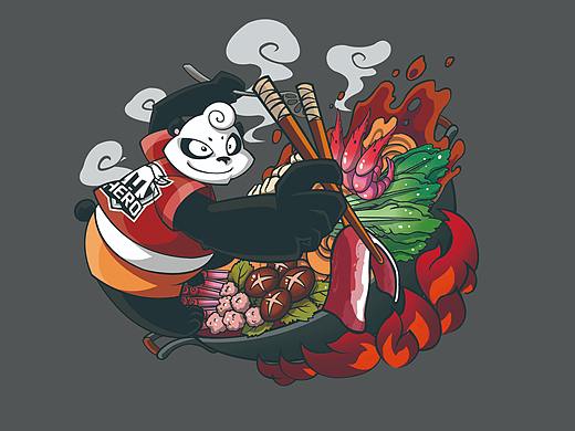 HERO-熊猫战旗插画