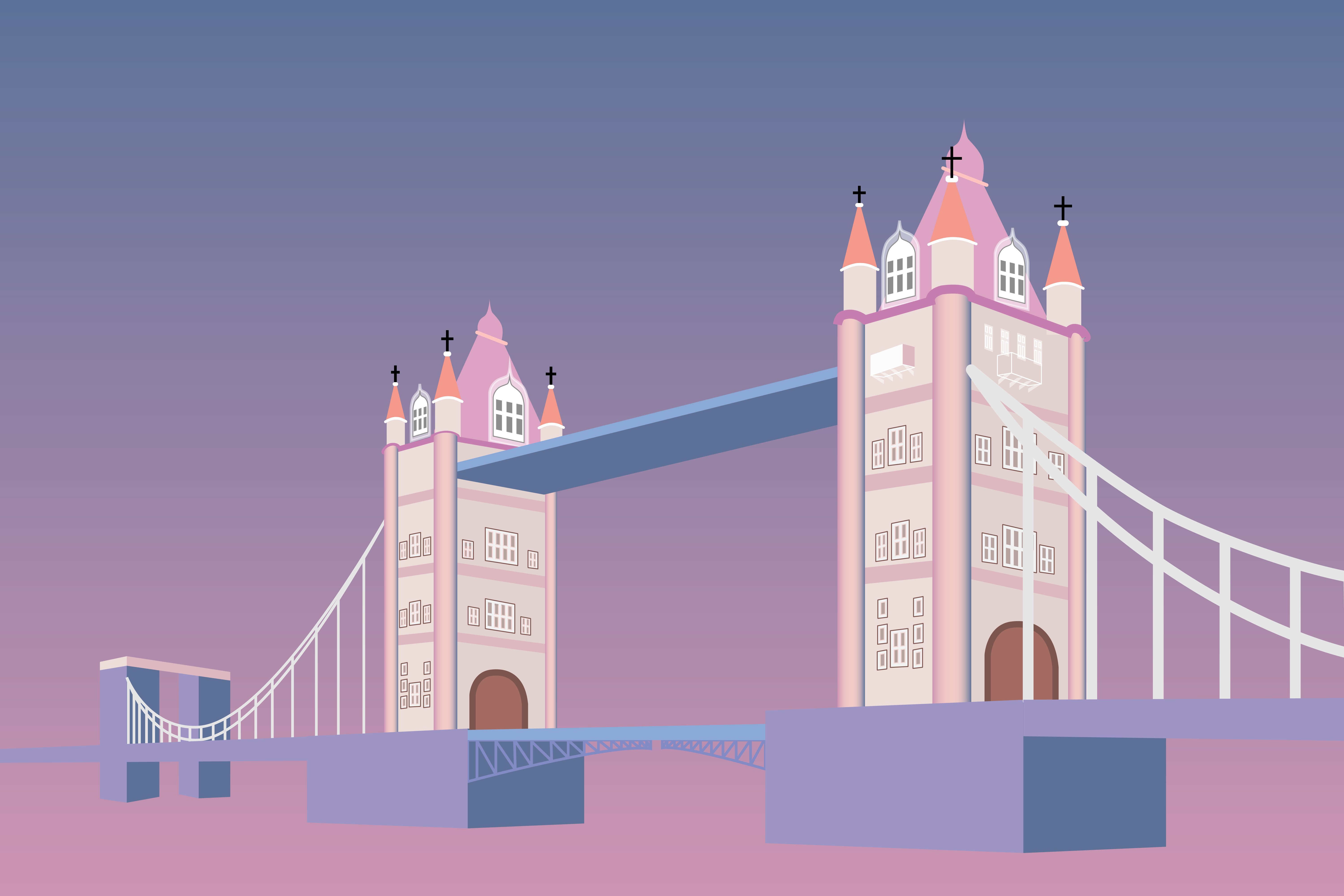 伦敦塔桥的简笔画颜色图片