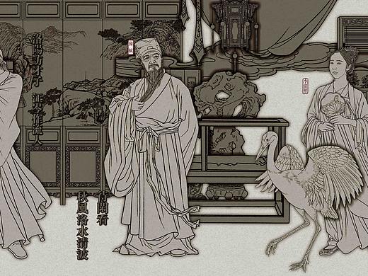 《唐风宋词》壁画设计