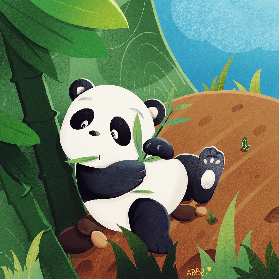 贪吃竹子的胖熊猫