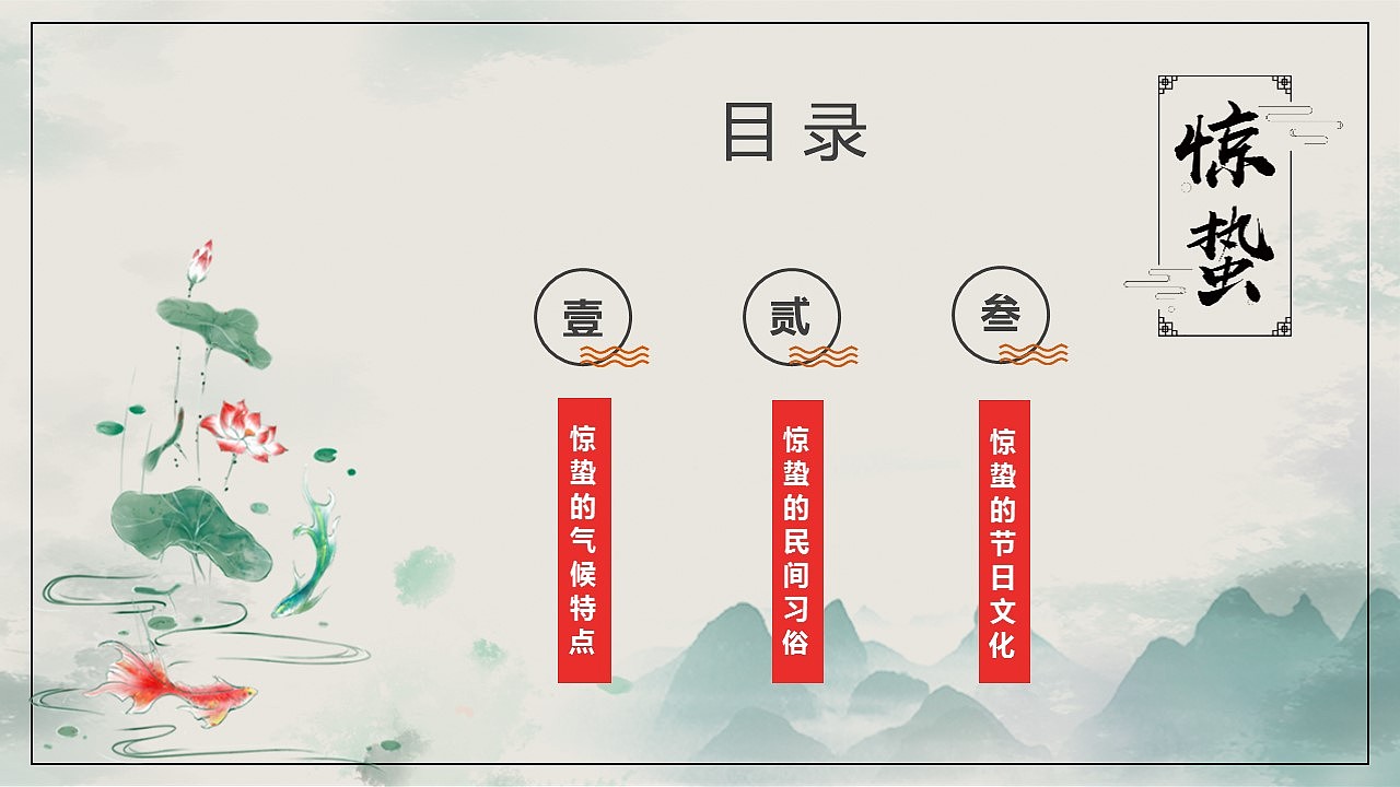 传统二十四节气惊蛰简介PPT模板