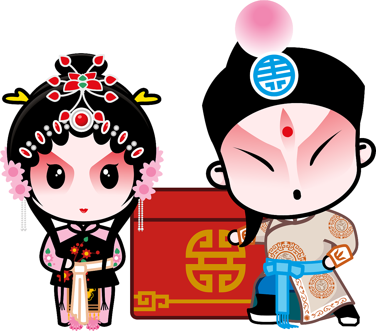 中国风传统文化戏曲人物戴帽小生插画图片-千库网