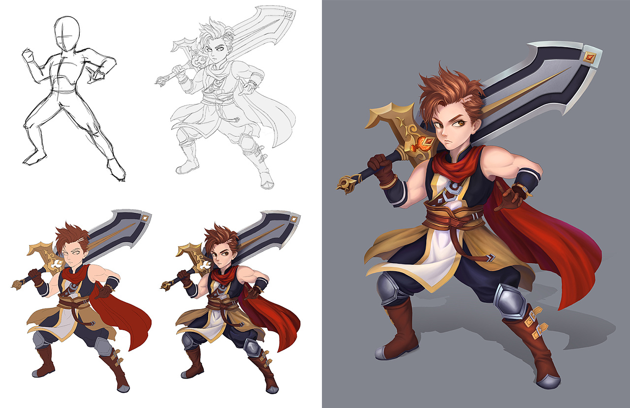 q版战士|插画|游戏原画|懒人粉刷匠 - 原创作品 - 站酷 (zcool)