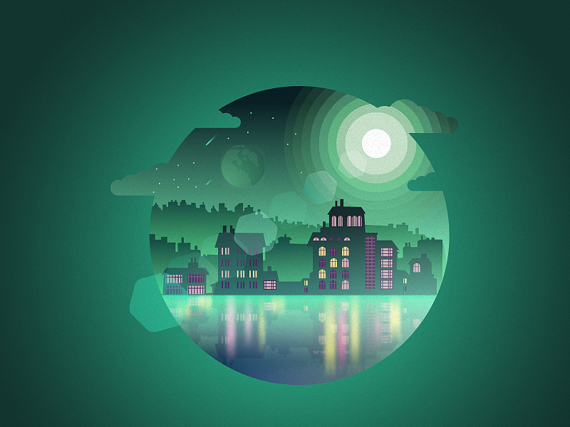 夜景插画临摹（图ZODEyNDU5NDA=） - 创作习作 - 站酷设计师Sunnyniiiiii原创素材 - 站酷ZCOOL