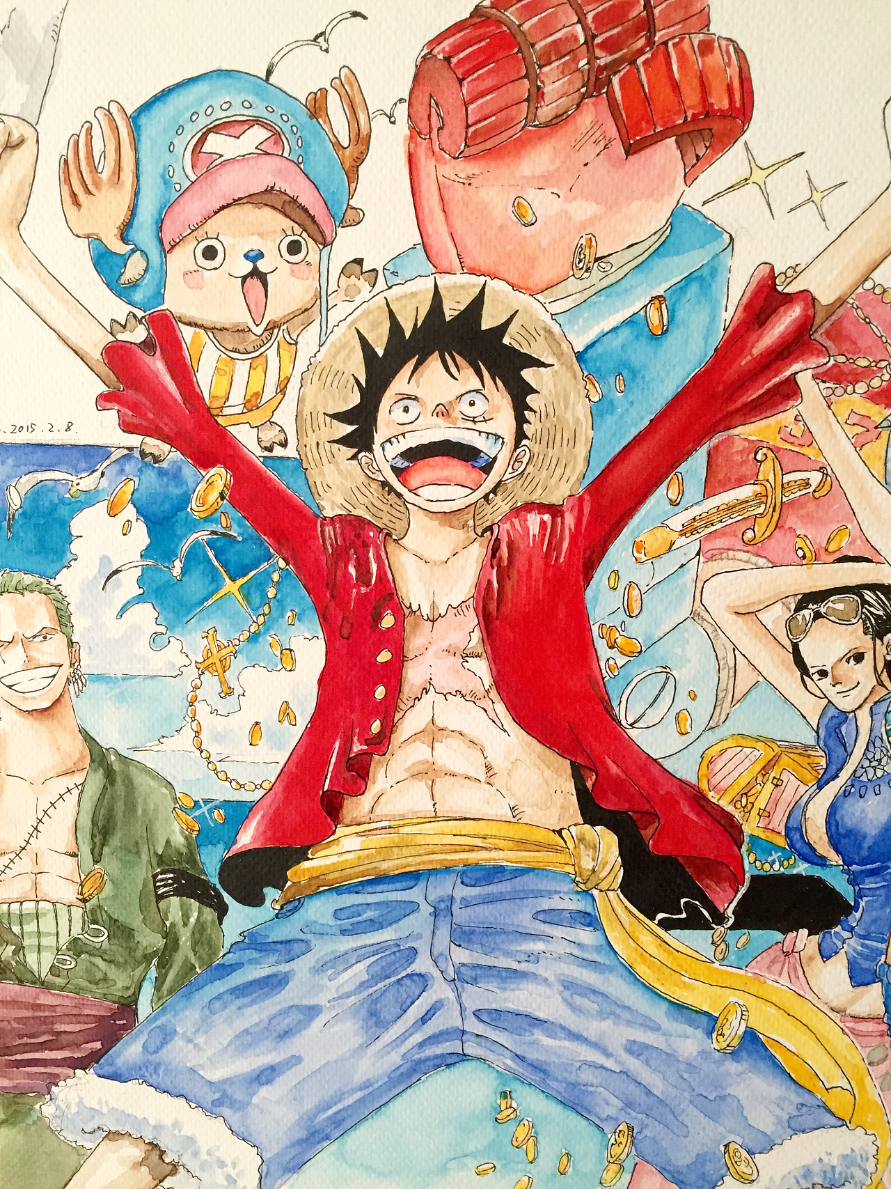 水彩 海贼王