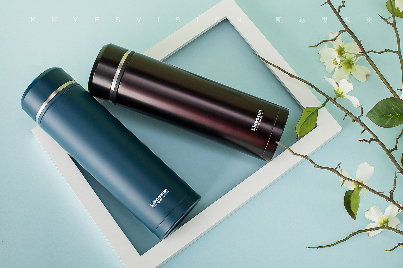 保温杯茶杯杯子不锈钢 静物拍摄商业摄影