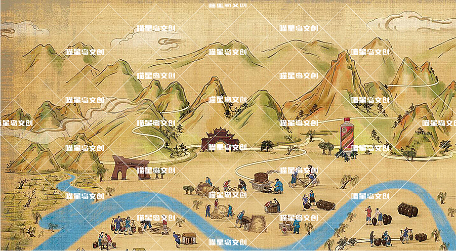 平顶山,茅台镇,两幅古风手绘地图