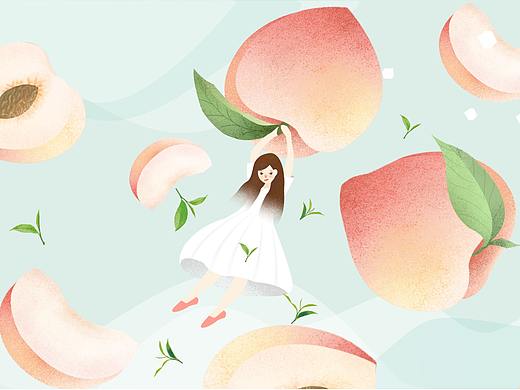 花茶包装 蜜桃乌龙茶包装 插画风格