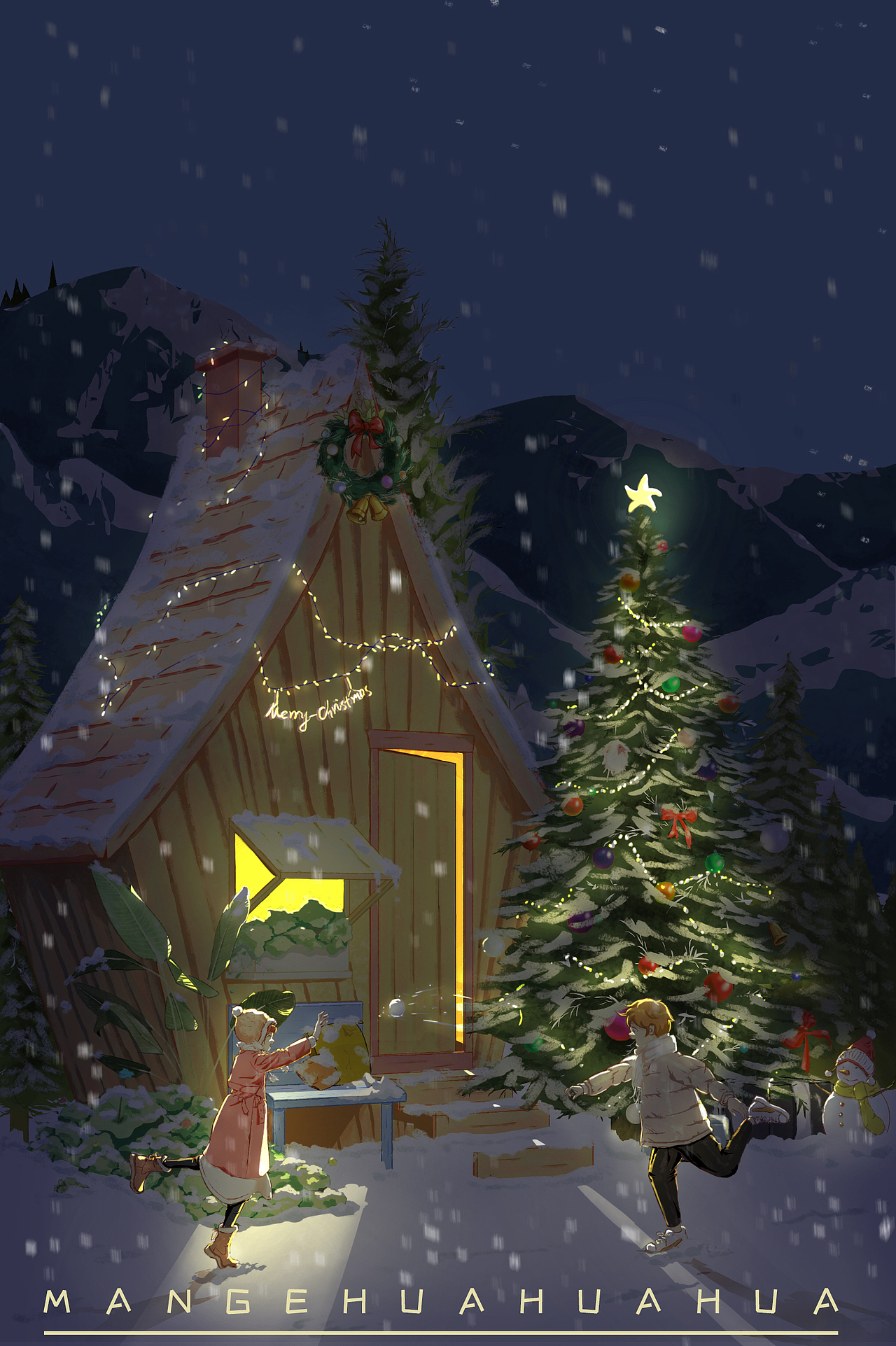 和小伙伴一起打雪仗,真开心~