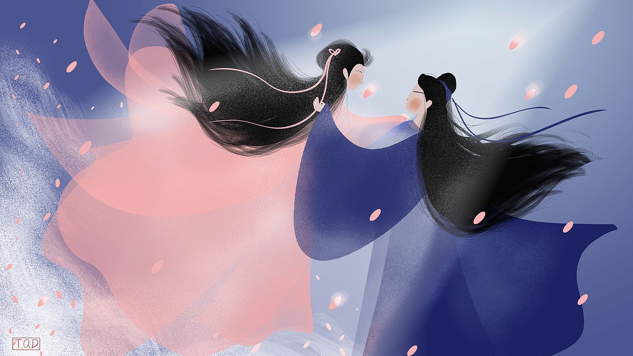 扁平古风人物组图_tqd插画萌新-站酷zcool