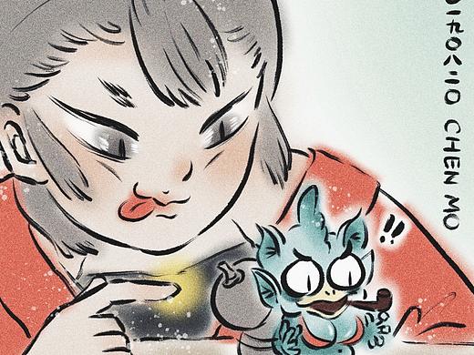 iPad仿水墨插画五则