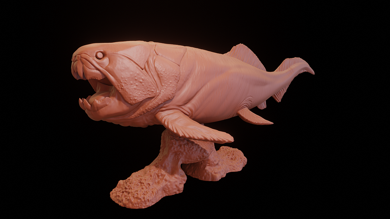 3d打印模型邓氏鱼小雕像