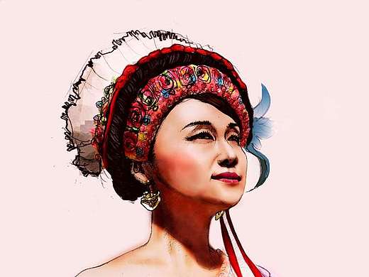 云南白族金花速写ps上色