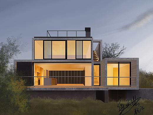 sketchbook别墅外观手绘