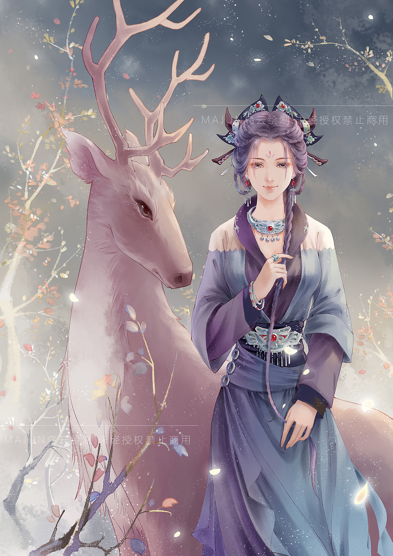 鹿女（图ZMTk4ODc2NjA4） - 创作习作 - 站酷设计师MAJUN乌云原创素材 - 站酷ZCOOL
