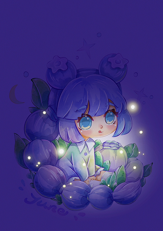 治愈系小水彩 蓝莓女孩（图ZMzU2MzgyOTk2） - 绘画 - 站酷设计师是六月的小六呀原创素材 - 站酷ZCOOL