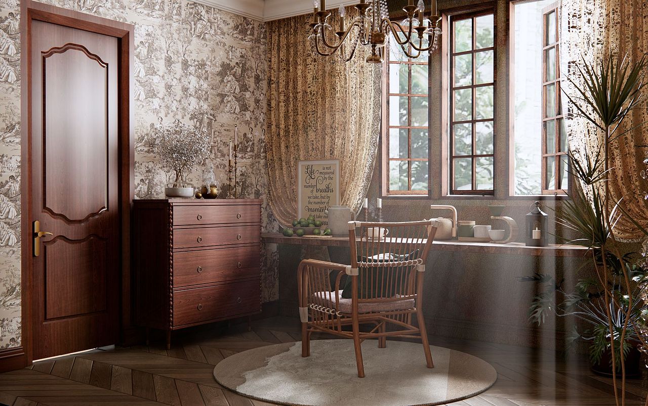 复古书房（图ZMzE4MzY4OTgw） - 家装设计 - 站酷设计师鱼仔iqeq1990原创素材 - 站酷ZCOOL