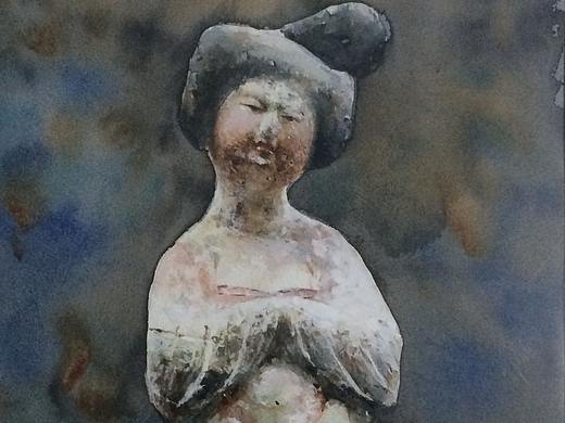 水彩临摹  唐三彩