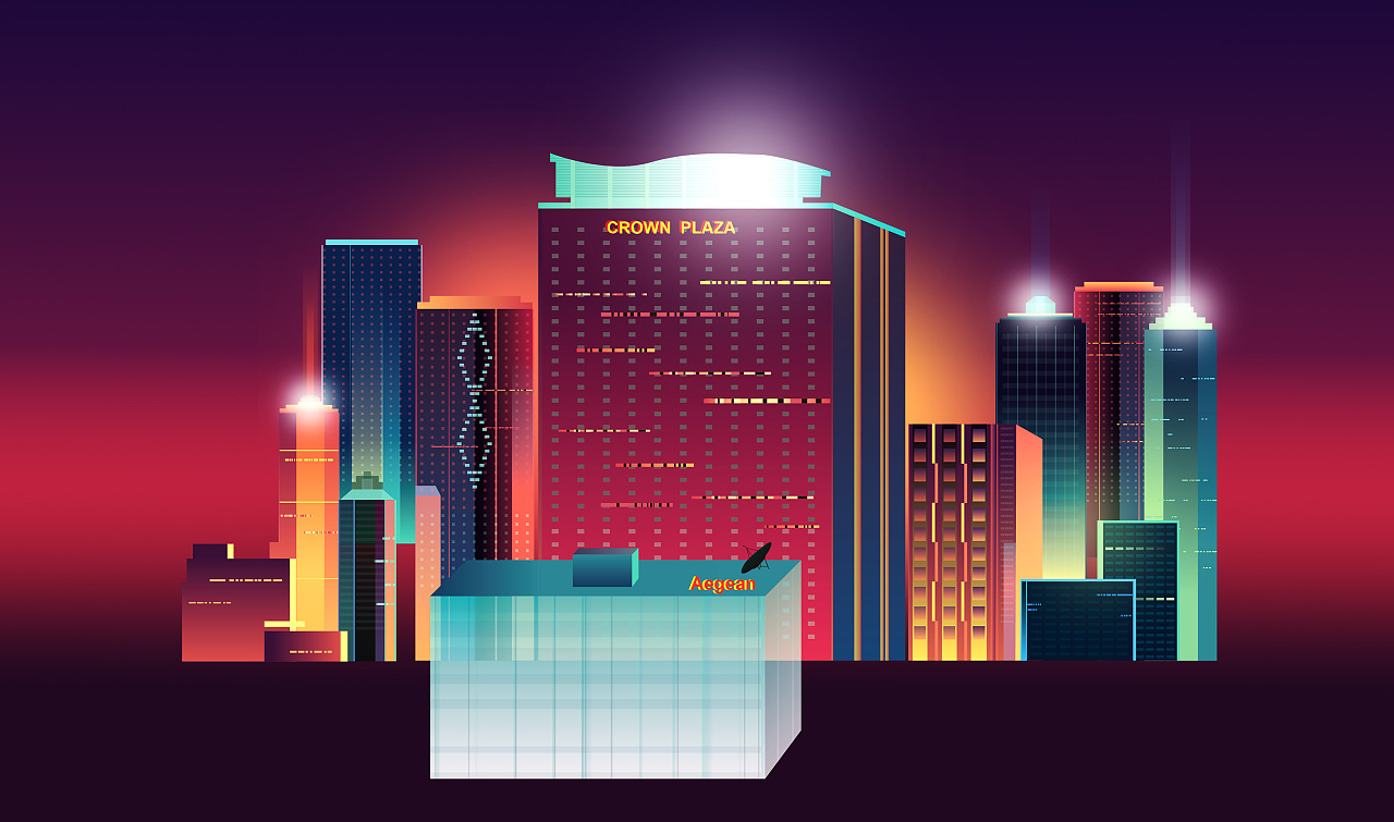 城市夜景插画 romain trystram风格 模仿 练习