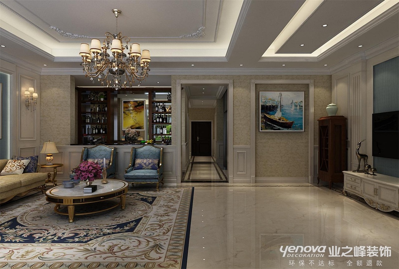 石家庄业之峰装饰-大者别墅400平米简欧风格装修设计