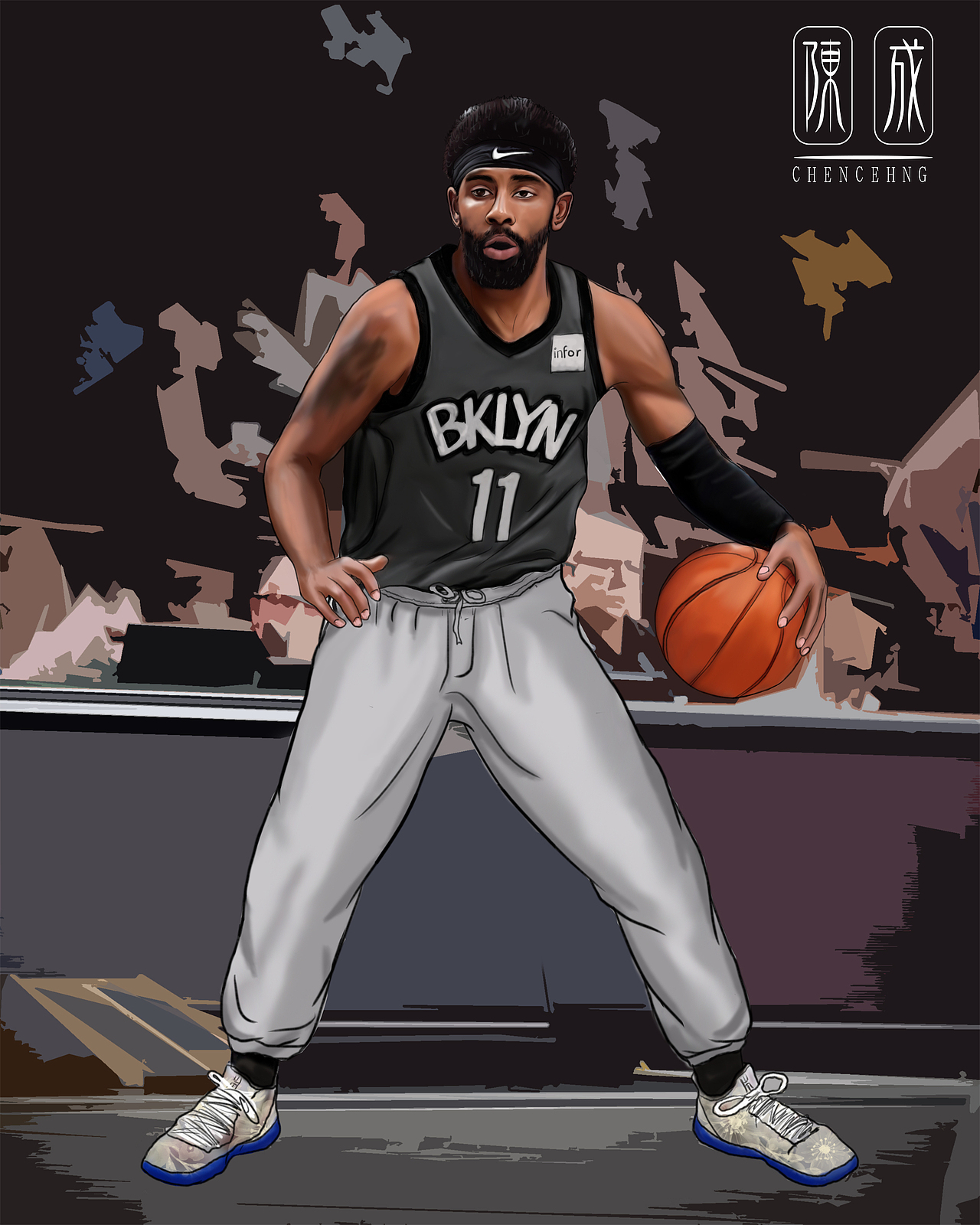 凯里欧文,篮网队|插画|创作习作|五号玩家_原创作品-站酷zcool